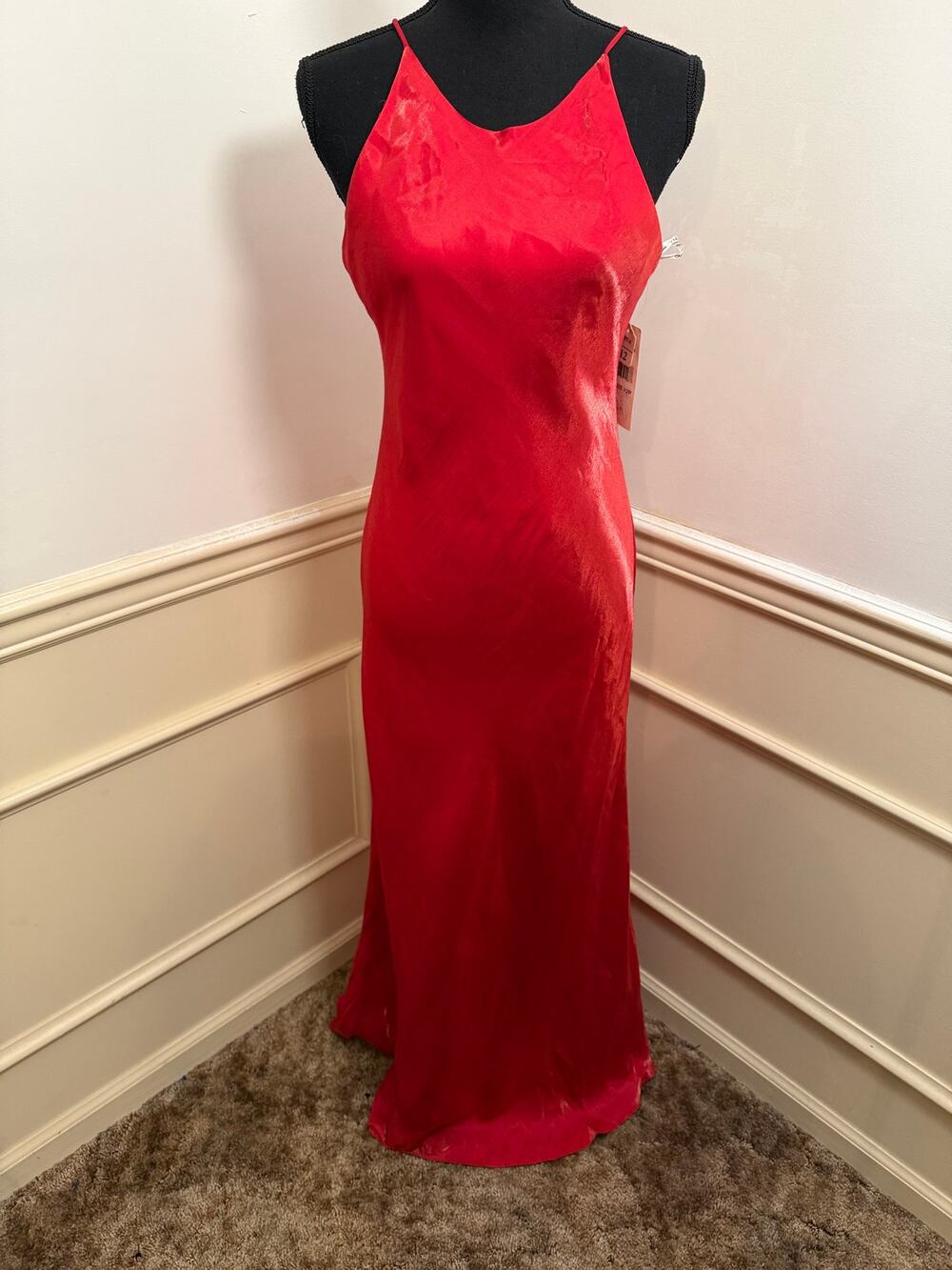 Vintage Chelsea Nites Iridescent Red Formal Maxi Dress NWT Deadstock 90s Y2K